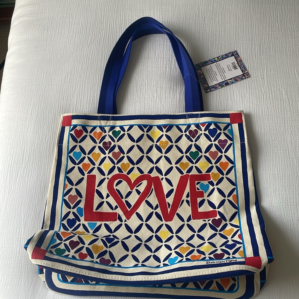 NWT Brighton Cherished Love Tote 2 Sided Design Canvas Travel - Picture 5 of 9